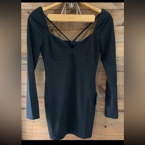 Lulu’s Flirtatious Impulse Black Long Sleeve Bodycon Mini Dress Size Medium
